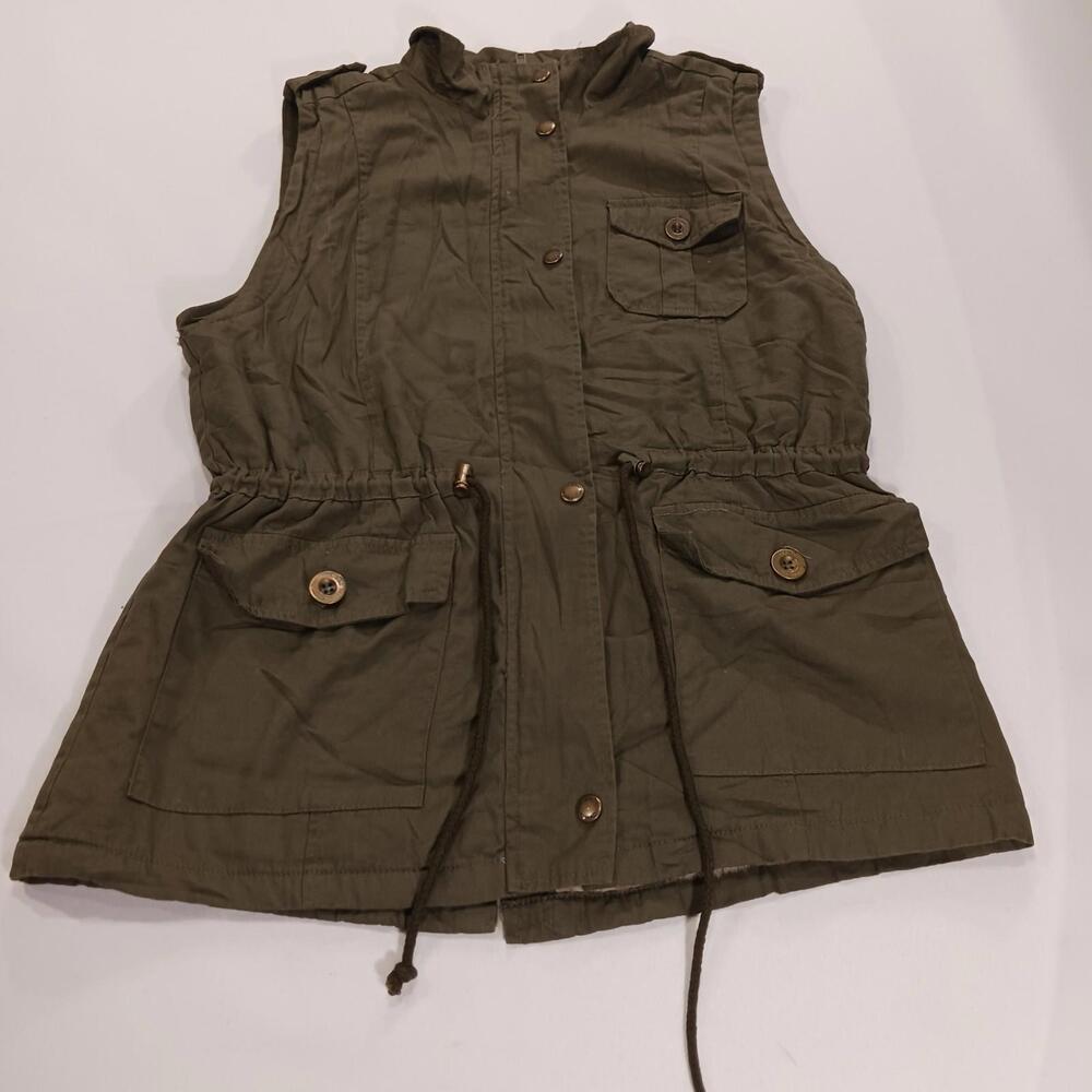 C'ESTTOI GV1087 Women's Girls/Women's Green Cotton Blend Sherpa Vest Size Medium
